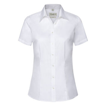 Russell Collection Ladies' Short Sleeve Tailored Coolmax® Shirt White