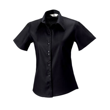 Russell Collection Ladies' Short Sleeve Ultimate Non-Iron Shirt Black