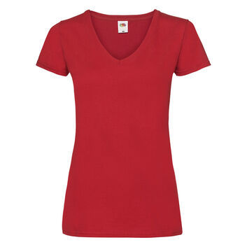 Fruit Of The Loom Ladies' Valueweight V-Neck T-Shirt Red