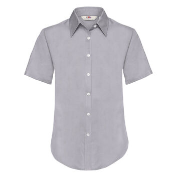 Fruit Of The Loom Lady-Fit Short Sleeve Oxford Shirt Oxford Grey