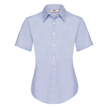 Fruit Of The Loom Lady-Fit Short Sleeve Oxford Shirt Oxford Blue