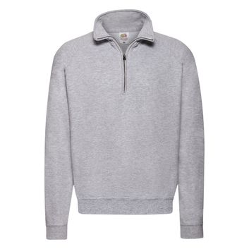 Fruit Of The Loom Men's Classic Zip Neck Sweat Heather Grey
