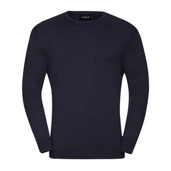 Russell Collection Men's Crew Neck Knitted Pullover French Navy