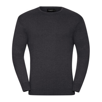 Russell Collection Men's Crew Neck Knitted Pullover Charcoal Marl