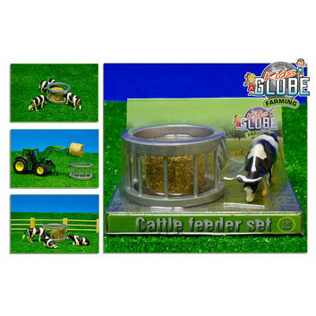 Kidsglobe Cattle Feeder Set with Bale and Cow 1:32