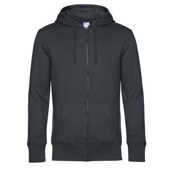 B&amp;C Men's King Zipped Hooded Sweatshirt in Asphalt