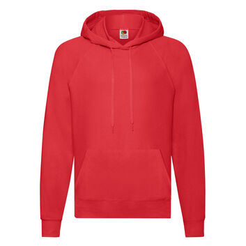 Fruit Of The Loom Men's Lightweight Hooded Sweat Red