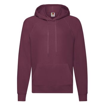 Fruit Of The Loom Men's Lightweight Hooded Sweat Burgundy