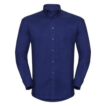 Russell Collection Men's Long Sleeve Easy Care Oxford Shirt Bright Royal