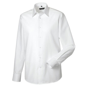 Russell Collection Men's Long Sleeve Easy Care Tailored Oxford Shirt White