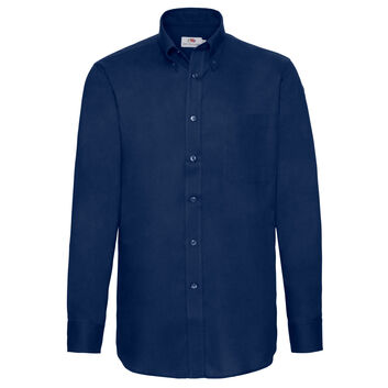 Fruit Of The Loom Men's Long Sleeve Oxford Shirt Navy Blue