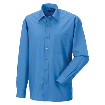 Russell Collection Men's Long Sleeve Polycotton Easy Care Poplin Shirt Corporate Blue