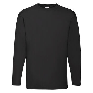 Fruit Of The Loom Men's Long Sleeve Valueweight T-Shirt Black