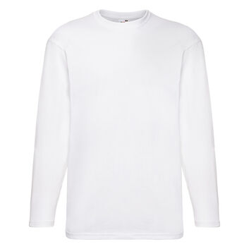 Fruit Of The Loom Men's Long Sleeve Valueweight T-Shirt White