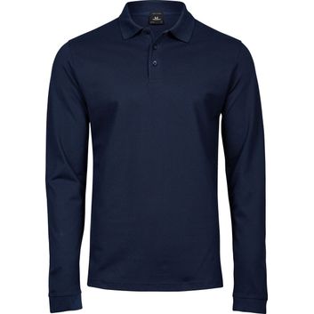 Tee Jays Men's Luxury Stretch Long Sleeve Polo Navy Blue