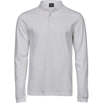 Tee Jays Men's Luxury Stretch Long Sleeve Polo White