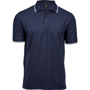 Tee Jays Men's Luxury Stripe Stretch Polo Navy/White