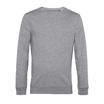 B&amp;C Men's Organic Crew Neck Sweat Heather Grey