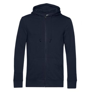 B&amp;C Men's Organic Zipped Hood Navy Blue