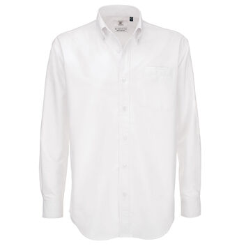 B&C Men's Oxford Long Sleeve Shirt White