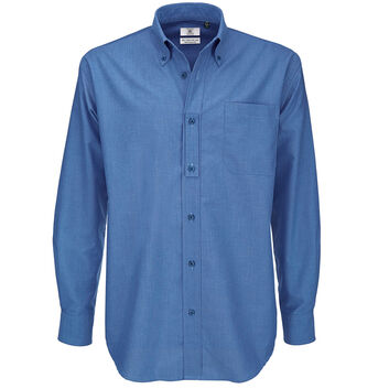B&C Men's Oxford Long Sleeve Shirt Blue Chip