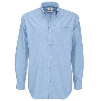 B&C Men's Oxford Long Sleeve Shirt Oxford Blue