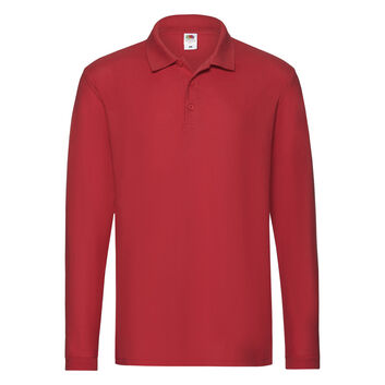 Fruit Of The Loom Men's Premium Long Sleeve Polo Red