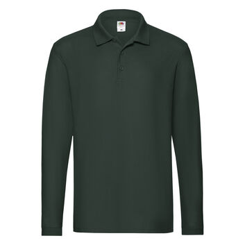 Fruit Of The Loom Men's Premium Long Sleeve Polo Forest Green