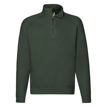 Fruit Of The Loom Men's Premium Zip Neck Sweat Bottle Green