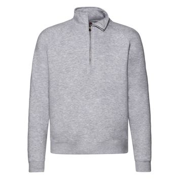 Fruit Of The Loom Men's Premium Zip Neck Sweat Heather Grey