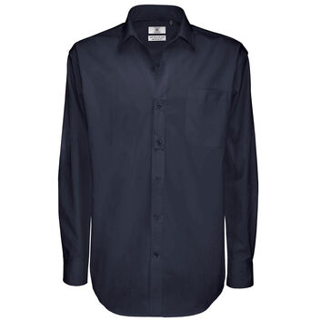 B&C Men's Sharp Long Sleeve Twill Shirt Navy Blue