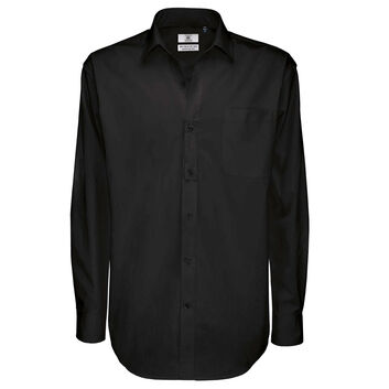 B&C Men's Sharp Long Sleeve Twill Shirt Black