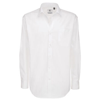 B&C Men's Sharp Long Sleeve Twill Shirt White