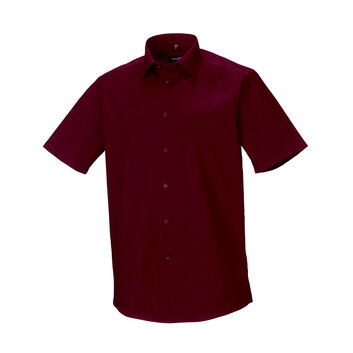 Russell Collection Men's Short Sleeve Easy Care Fitted Shirt Port