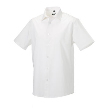 Russell Collection Men's Short Sleeve Easy Care Fitted Shirt White