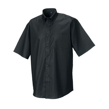 Russell Collection Men's Short Sleeve Easy Care Oxford Shirt Black