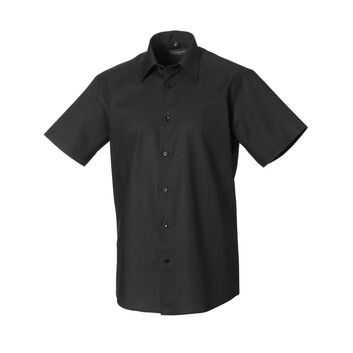 Russell Collection Men's Short Sleeve Easy Care Tailored Oxford Shirt Black