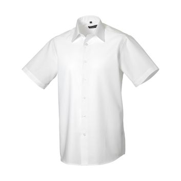 Russell Collection Men's Short Sleeve Easy Care Tailored Oxford Shirt White
