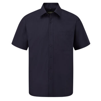 Russell Collection Men's Short Sleeve Polycotton Easy Care Poplin Shirt French Navy
