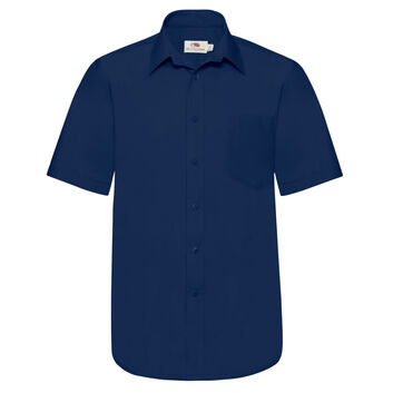 Fruit Of The Loom Men's Short Sleeve Poplin Shirt Navy Blue