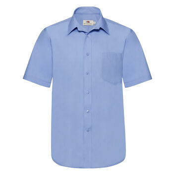 Fruit Of The Loom Men's Short Sleeve Poplin Shirt Mid Blue