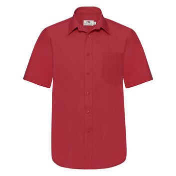 Fruit Of The Loom Men's Short Sleeve Poplin Shirt Red