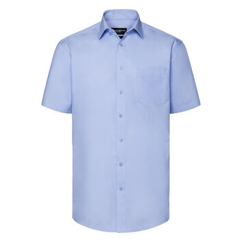 Russell Collection Men's Short Sleeve Tailored Coolmax® Shirt Light Blue