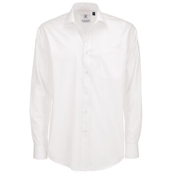 B&C Men's Smart Long Sleeve Poplin Shirt White