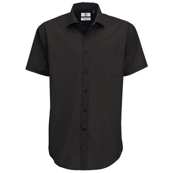 B&C Men's Smart Short Sleeve Poplin Shirt Black