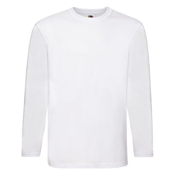Fruit Of The Loom Men's Super Premium Long Sleeve T-Shirt White