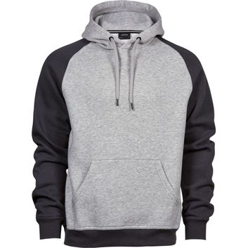 Tee Jays Men's Two-Tone Hooded Sweatshirt Heather Dark Grey