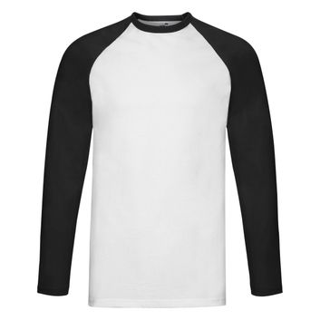 Fruit Of The Loom Men's Valueweight Long Sleeve Baseball T-Shirt White/Black