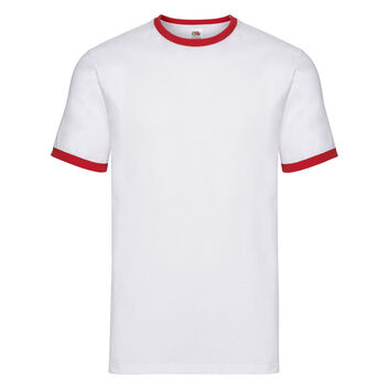 Fruit Of The Loom Men's Valueweight Ringer T-Shirt White/Red