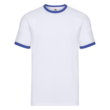 Fruit Of The Loom Men's Valueweight Ringer T-Shirt White/Royal Blue